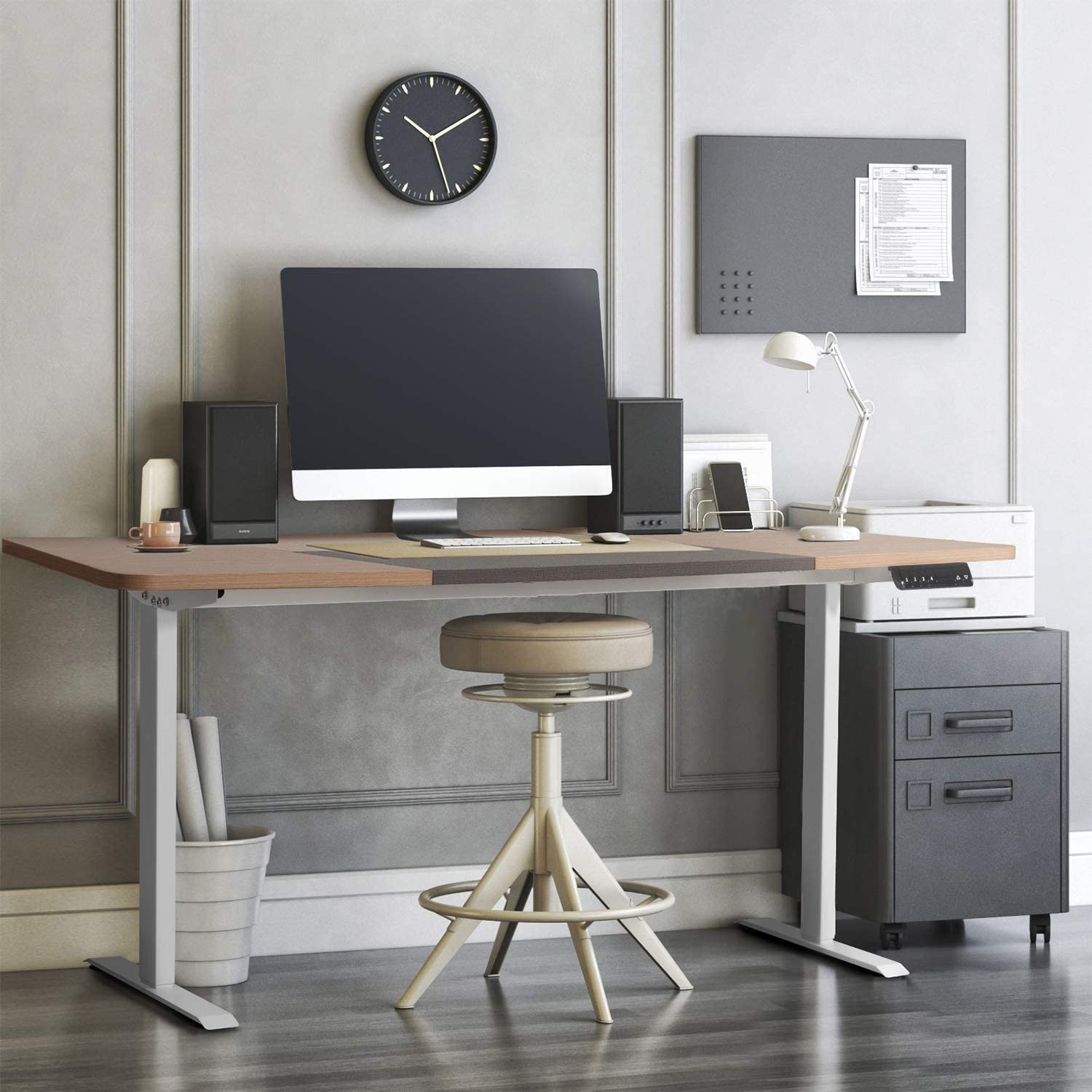 Standing Desk for Home Office, Adjustable Height Desk, 48 x 24 inch Capon Sitting and Standing Dual Motorized Gaming Desk, One Piece Top Electric Stand Up Desk, Natural Standing Desk for Home Office, Adjustable Height Desk, 48 x 24 inch Capon Sitting and Standing Dual Motorized Gaming Desk, One Piece Top Electric Stand Up Desk, Natural